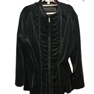 St. John Sport Black Drawstring Waist Velour Jacket Size XL